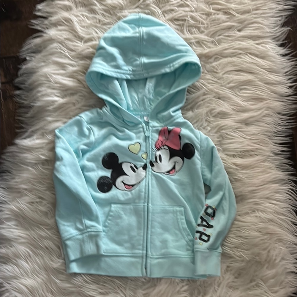Disney Kids by GAP Light Blue Hoodie with Mickey and Minnie